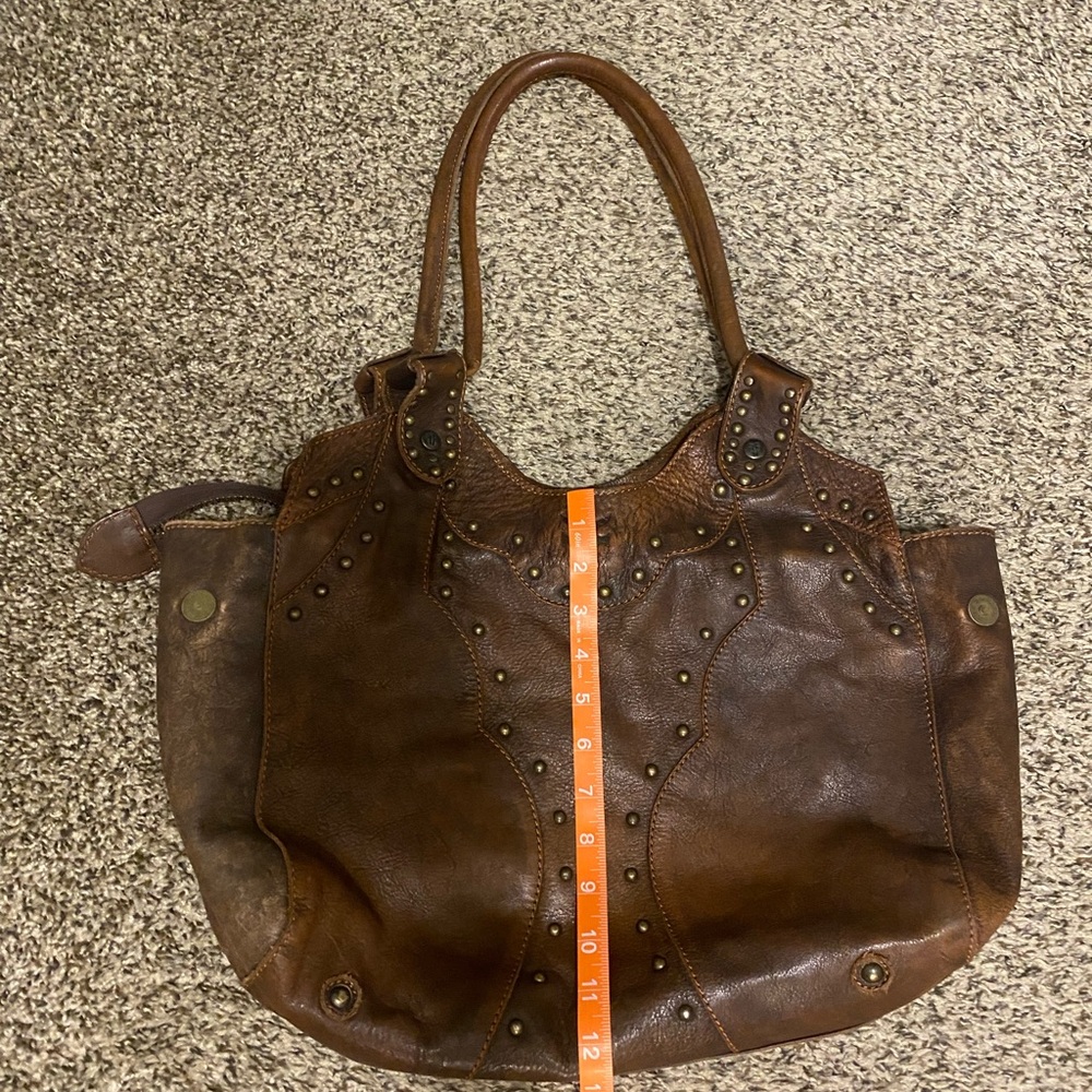 Frye Rich Brown Leather Studded Shoulder Bag - Picture 10 of 11